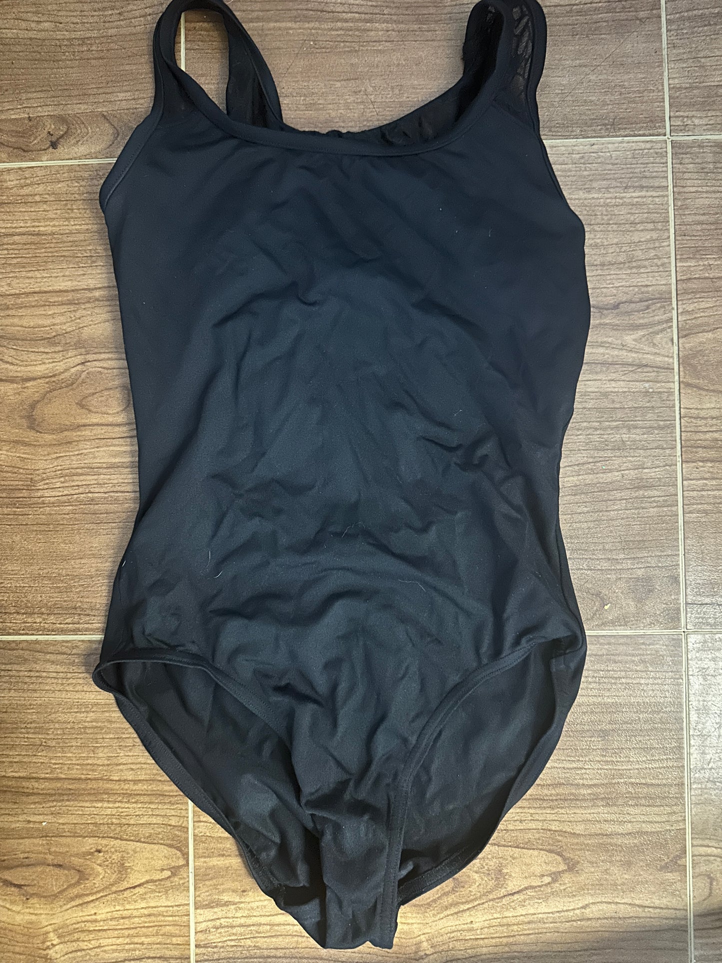 Pre-Owned Leotard Bloch Small Adult Mesh Geometric Back Black Ballet Tap Jazz