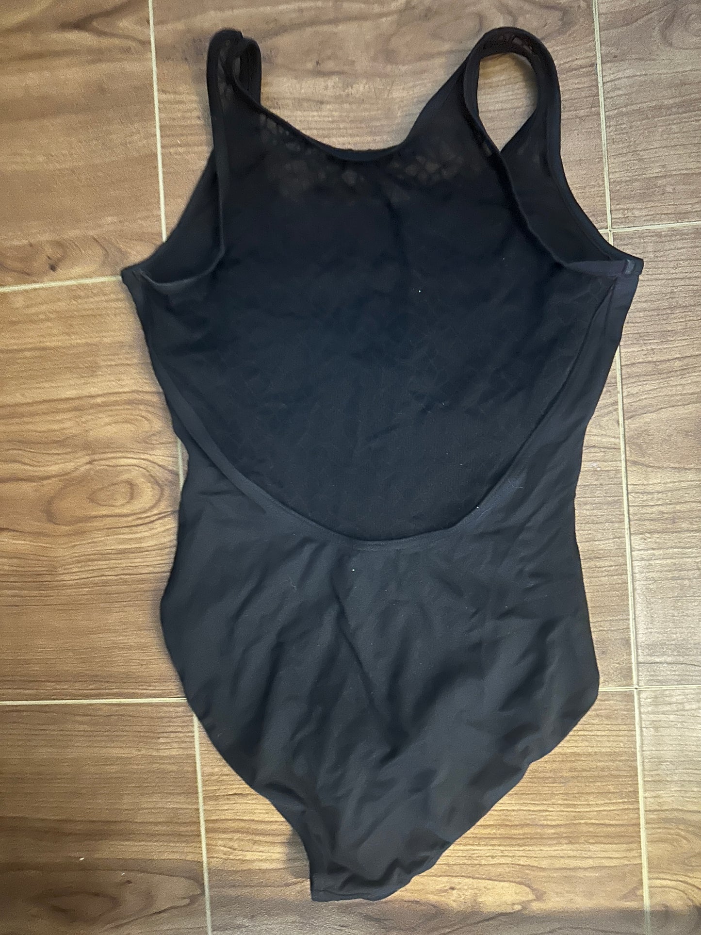 Pre-Owned Leotard Bloch Small Adult Mesh Geometric Back Black Ballet Tap Jazz