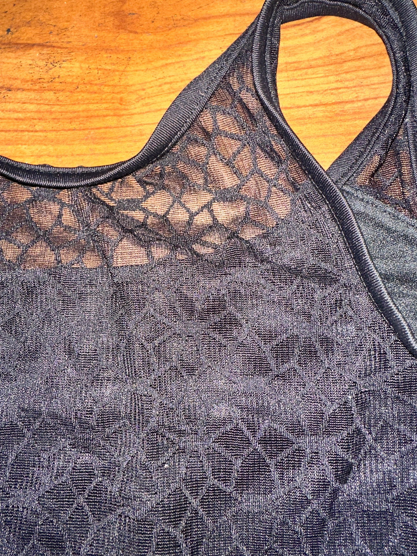 Pre-Owned Leotard Bloch Small Adult Mesh Geometric Back Black Ballet Tap Jazz