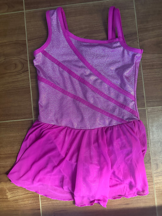 Pre-Owned Leotard Dress Capezio Future Stars Small Child Hot pink Sparkle Ballet Tap