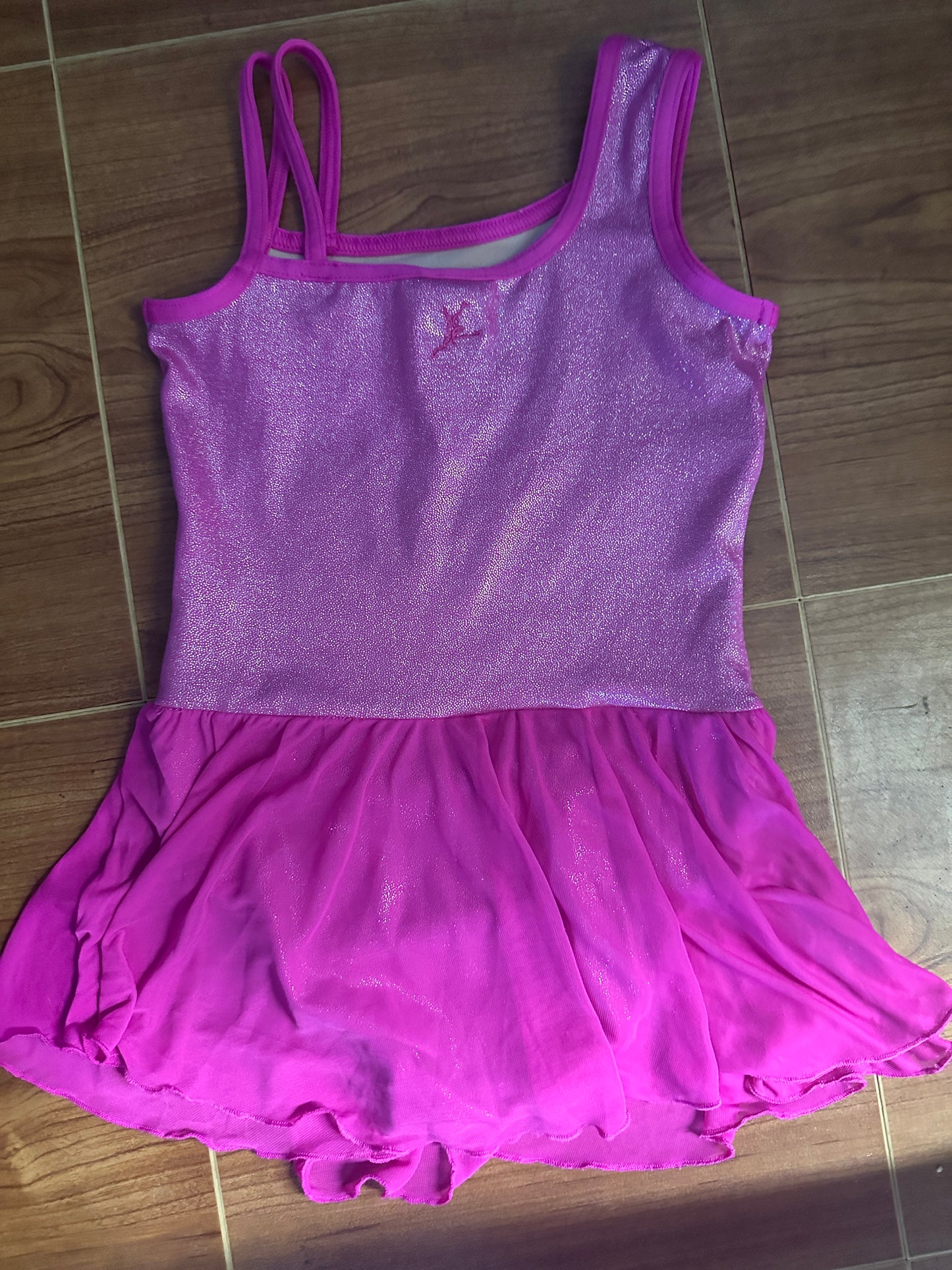 Pre-Owned Leotard Dress Capezio Future Stars Small Child Hot pink Sparkle Ballet Tap