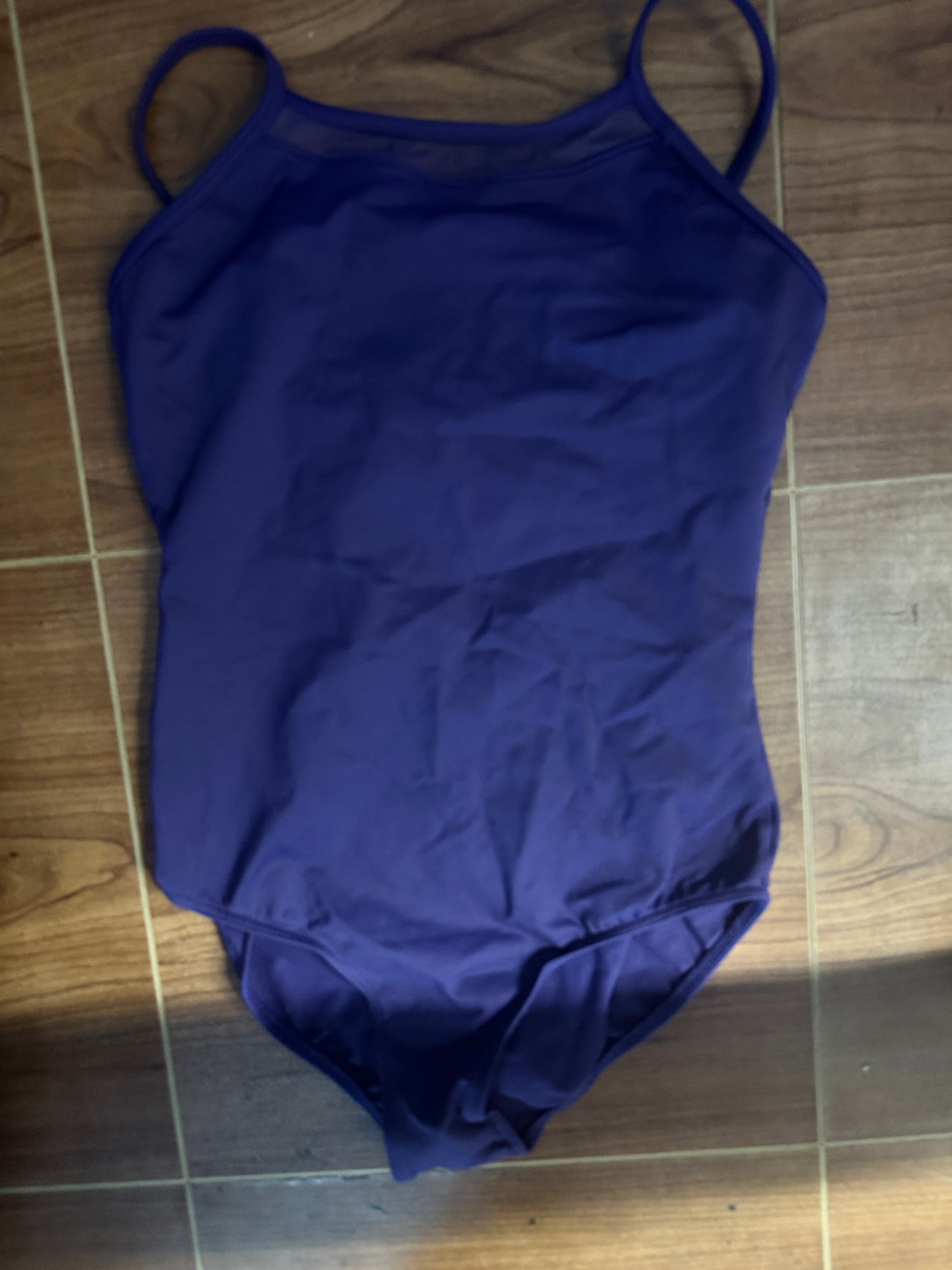 Pre-Owned Leotard Bloch Large Child Dark Purple Camisole Mesh Ballet Tap Jazz Modern