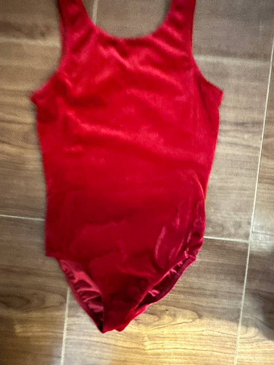 Pre-Owned Gymnastics Leotard Danskin Large Adult Red Velvet Tank Jazz Acro