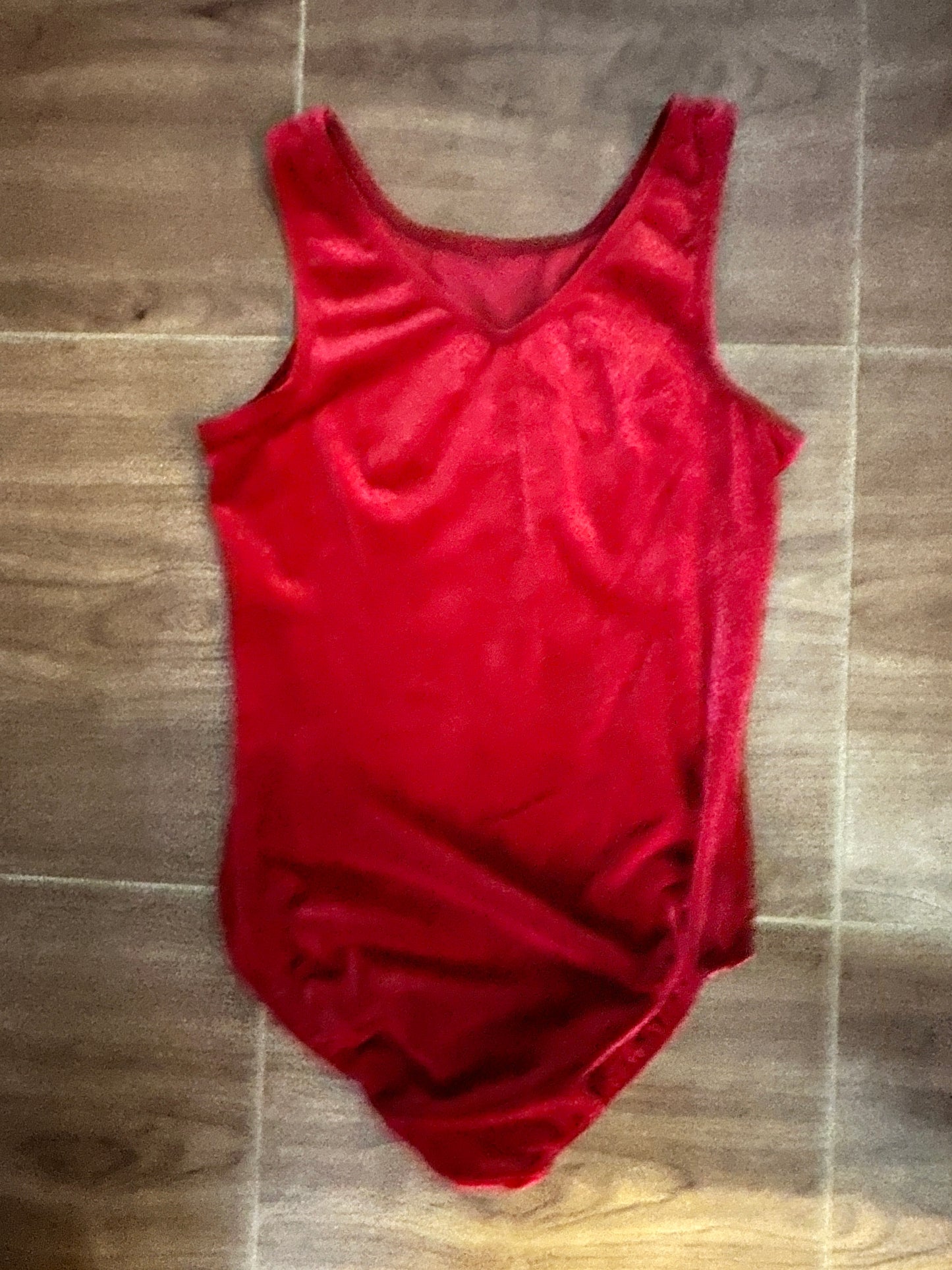 Pre-Owned Gymnastics Leotard Danskin Large Adult Red Velvet Tank Jazz Acro