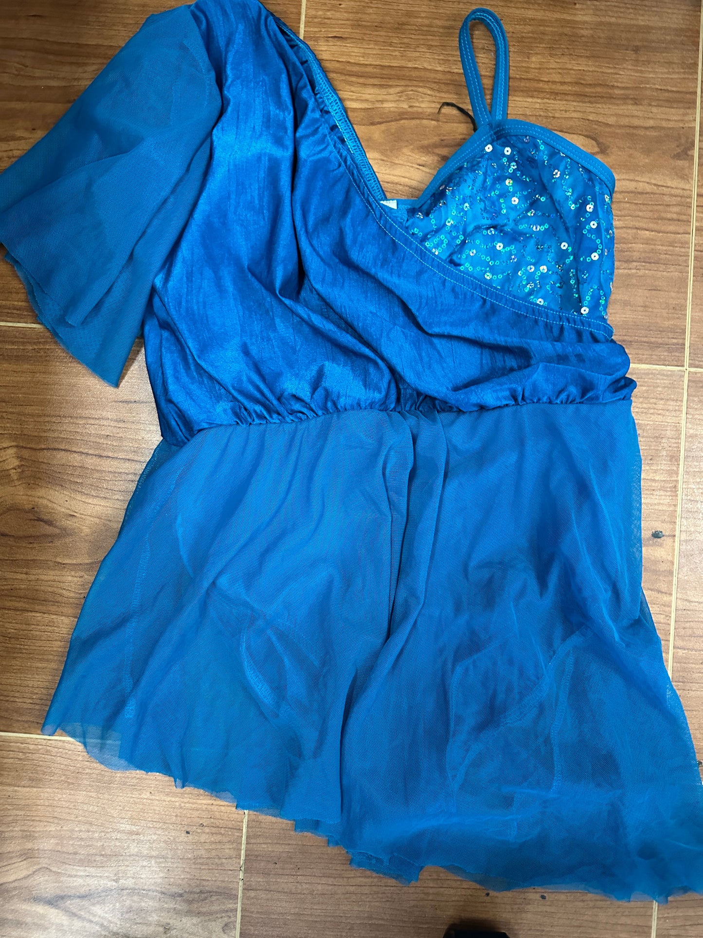 Pre-Owned Costume AWCT V2594 XL Child Teal Draping Lyrical Sequin