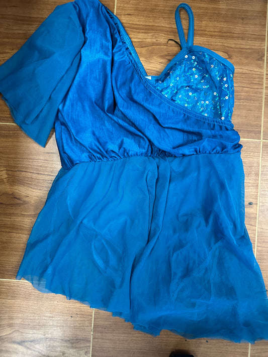 Pre-Owned Costume AWCT V2594 XL Child Teal Draping Lyrical Sequin