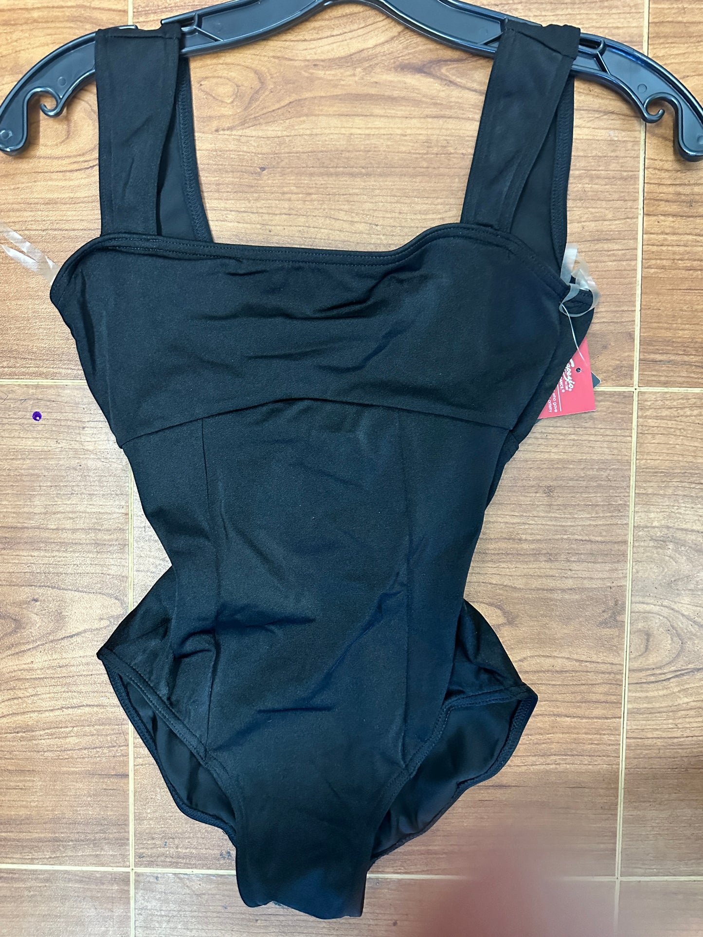 New Leotard Capezio 10309W Adult Black Wide Tank Pinch Mid Back Ballet Tap