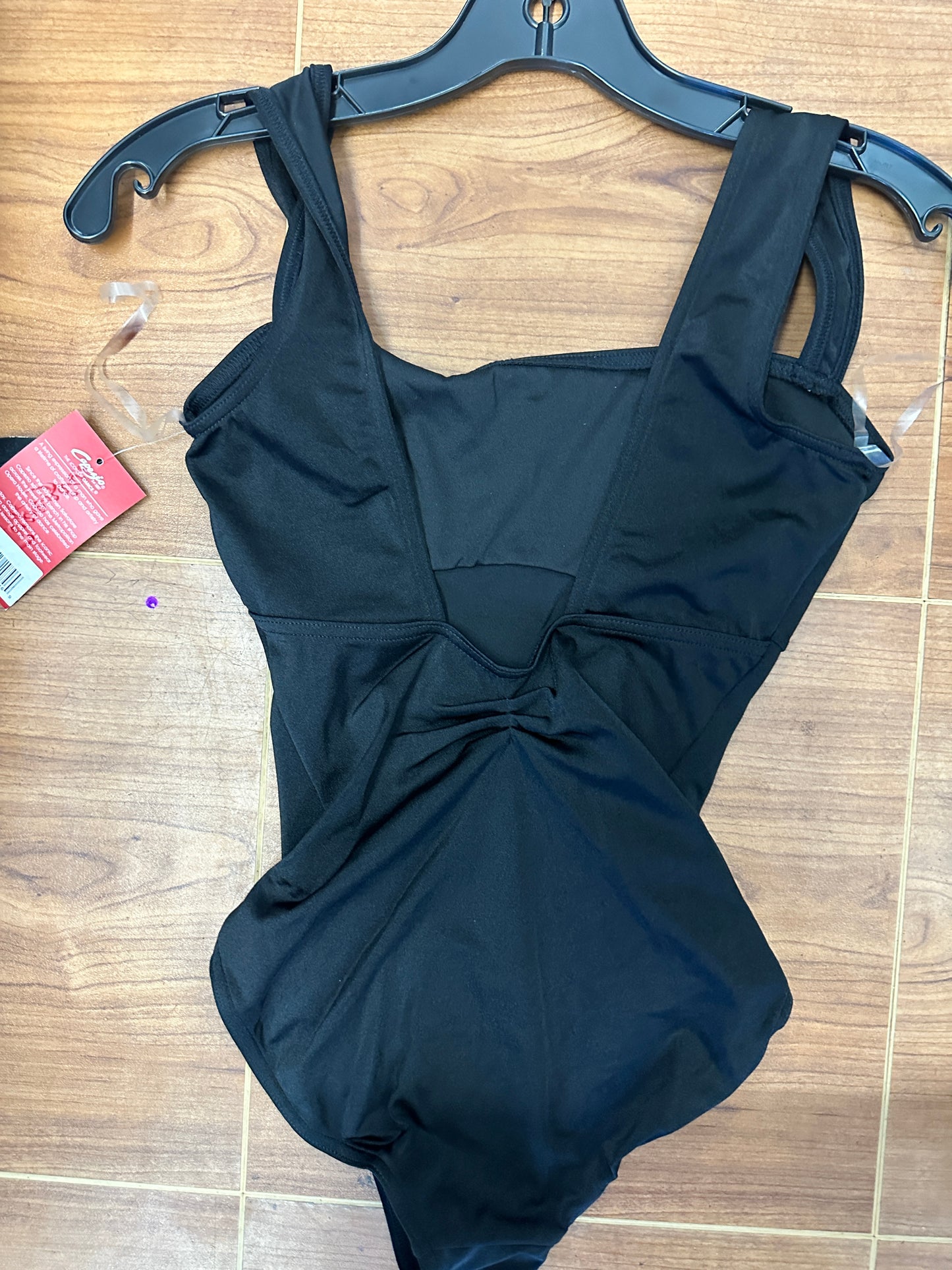 New Leotard Capezio 10309W Adult Black Wide Tank Pinch Mid Back Ballet Tap