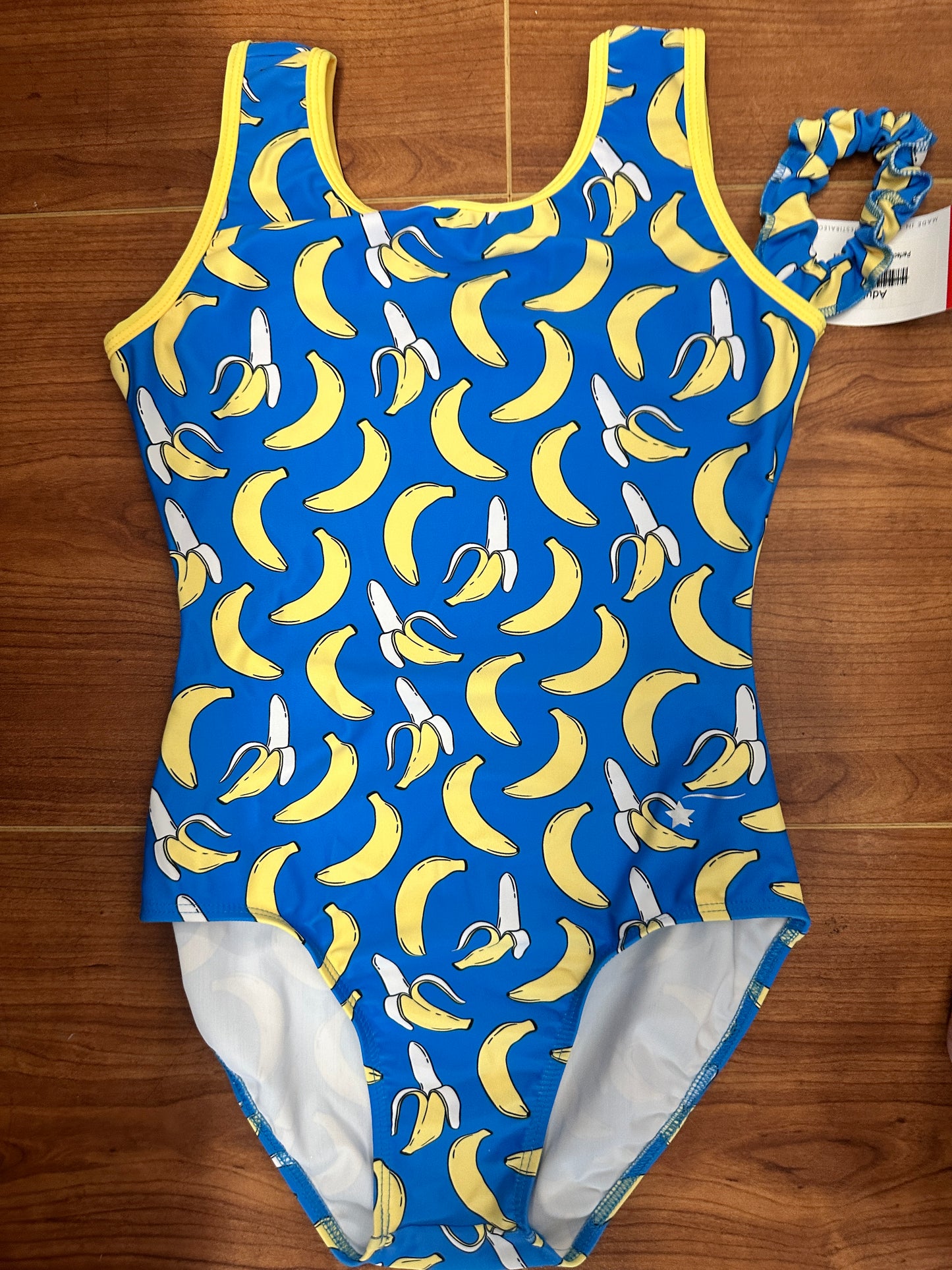NEW Leotard Destira Bananas Adult Small Yellow Blue Tank Tumbling Acro