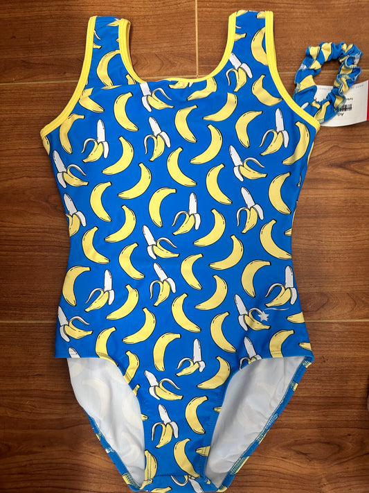 NEW Leotard Destira Bananas Adult Small Yellow Blue Tank Tumbling Acro