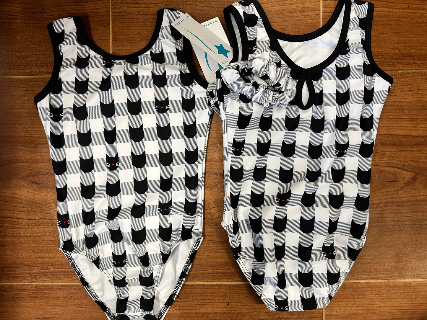 New Gymnastics Leotard Destira Purrfect Plaid Includes Scrunchie
