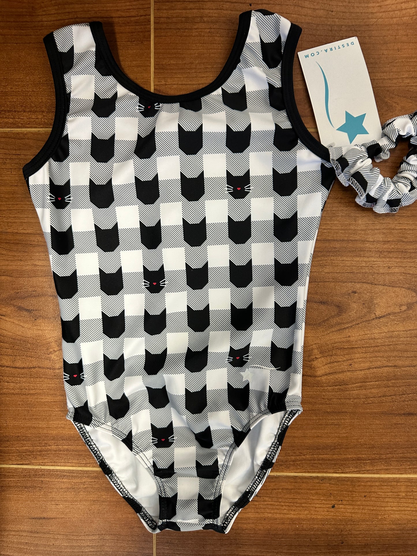 New Gymnastics Leotard Destira Purrfect Plaid Includes Scrunchie