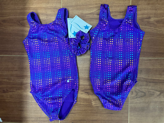 Pre-Owned Gymnastics Destira Purple Matrix Child Sizes Purple Rainbow Acro