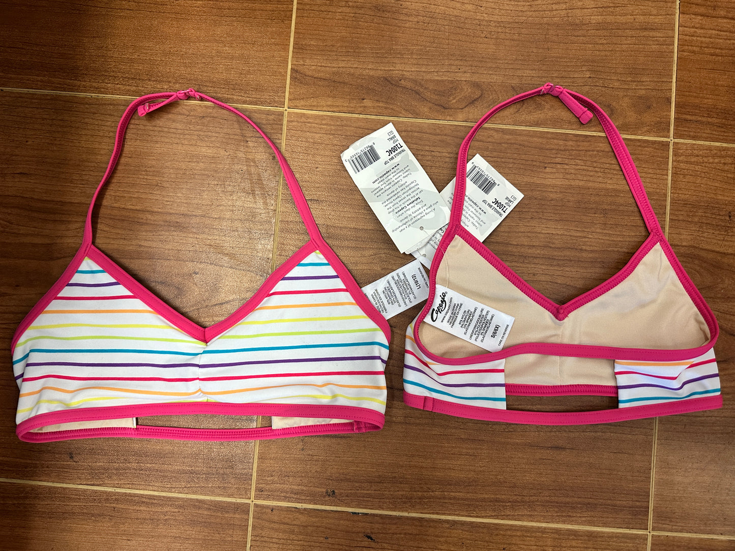 New Closeout Top Capezio T1004C Striped Halter Strappy Child Sizes Jazz Modern