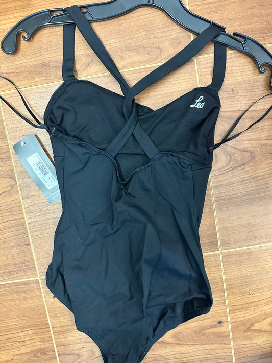 NEW Leotard Leo's Dancewear Petite Adult Black Lycra Twist Back Ballet Jazz Modern