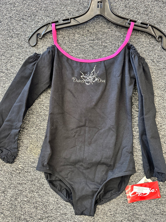 New Leotard Capezio 10027C Retro Cold Shoulder Child Large Ballet Tap