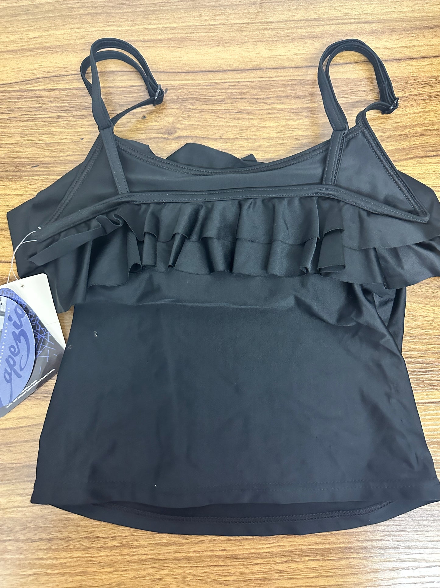 New Camisole Top Capezio 7402 Black Ruffle Small Adult Jazz Latin Clogging