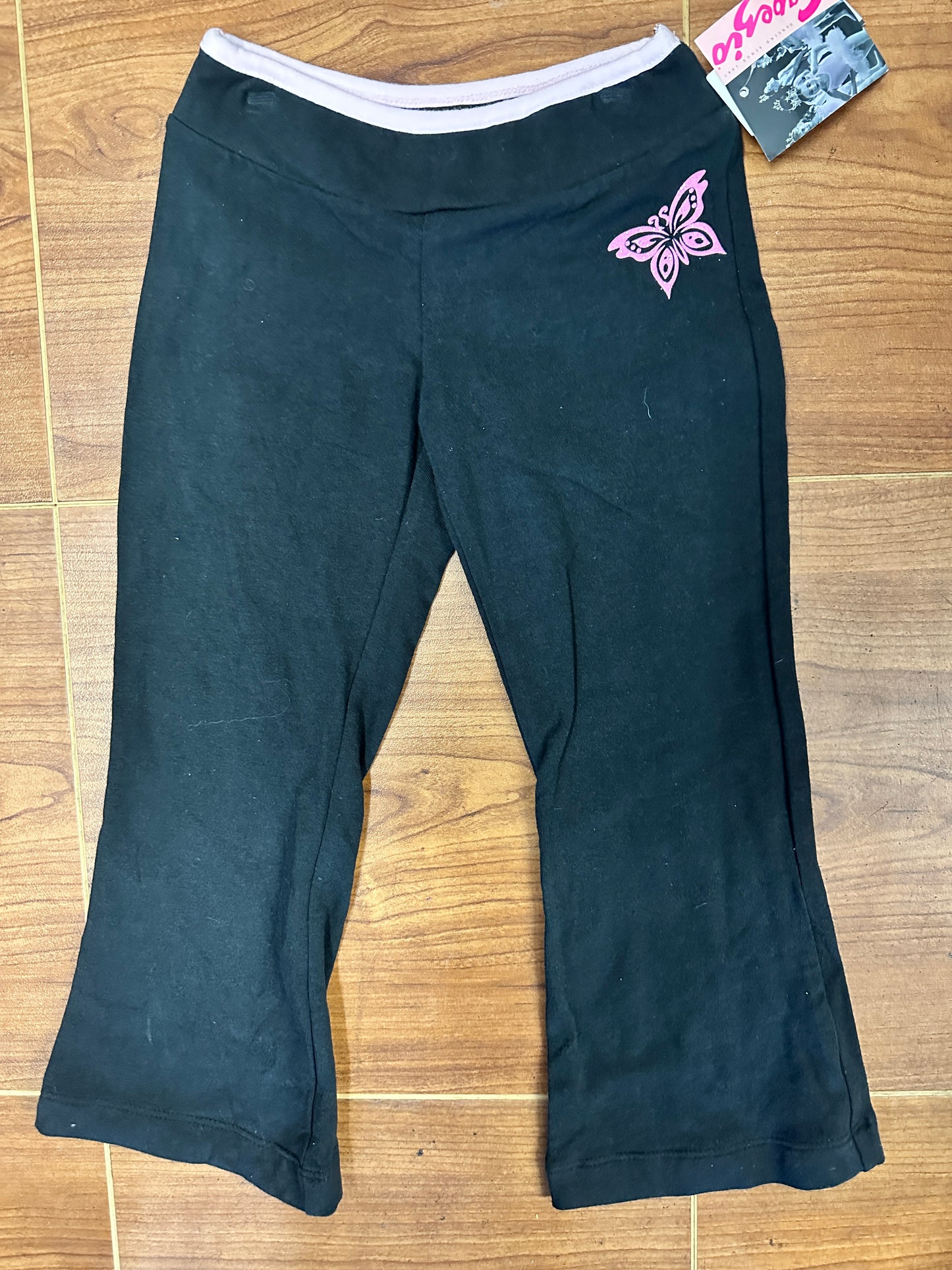 New Pants Capezio FS2085CC Black Pink Butterfly Child Jazz Tap Ballet Pointe