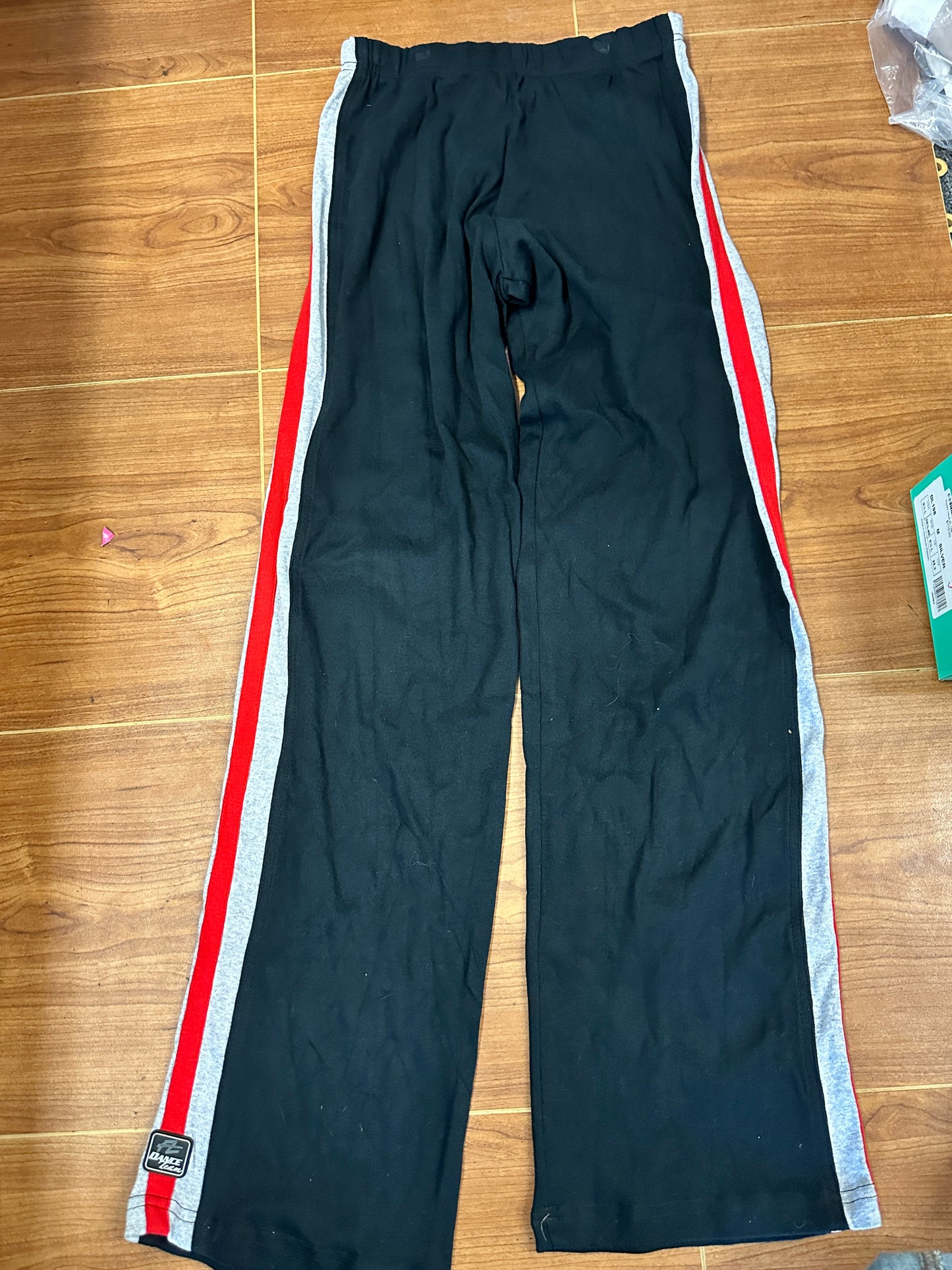 New Pants Dance Team Black Red Says Large fits Small Adult Jazz Tap Ballet Pointe