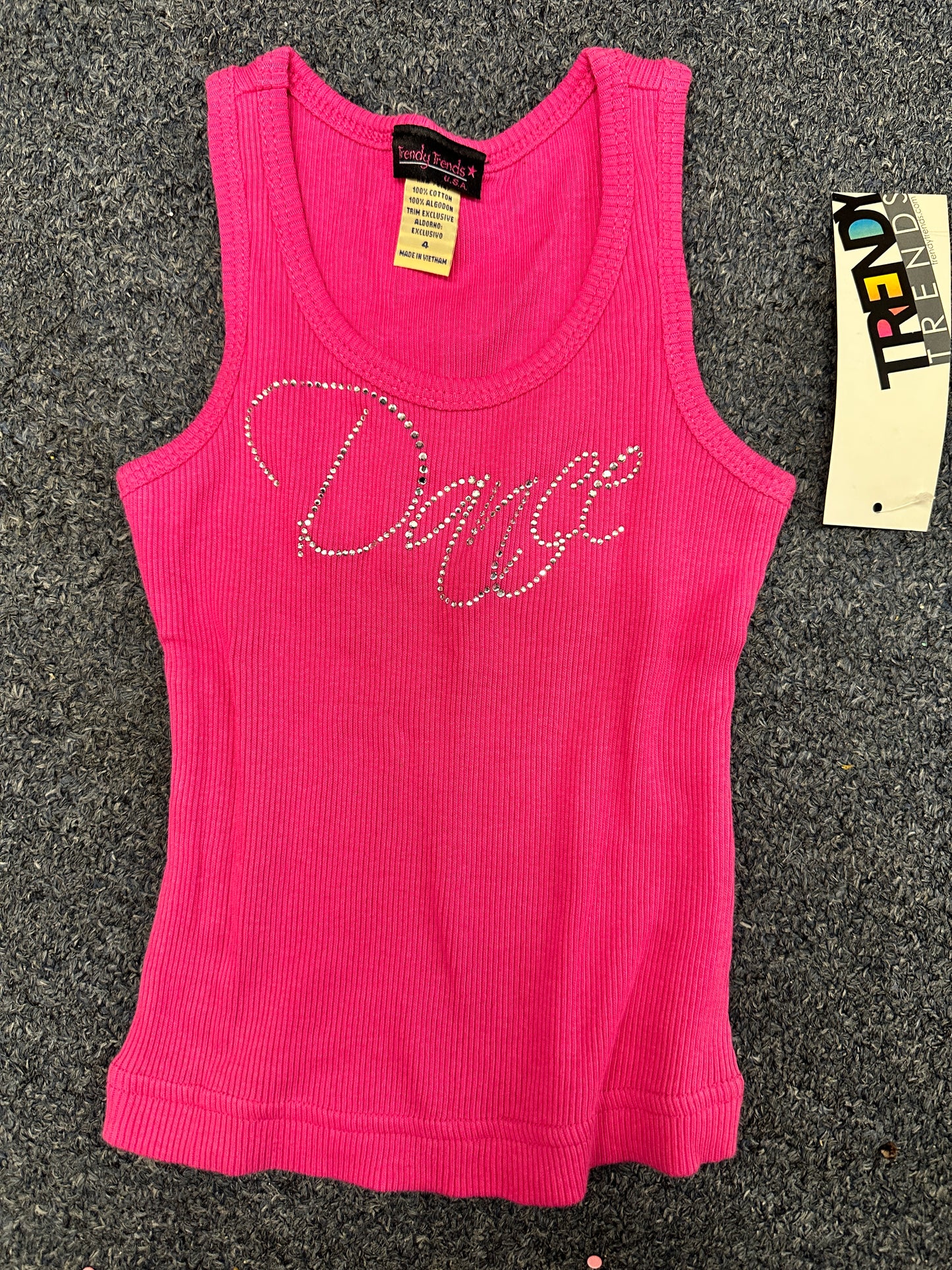 New Tank Top Trendy Trends K5042 Pink Sparkle Print XS Child 4 Ballet Tap Jazz