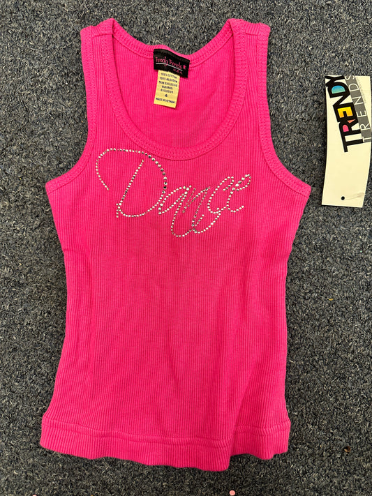 New Tank Top Trendy Trends K5042 Pink Sparkle Print XS Child 4 Ballet Tap Jazz