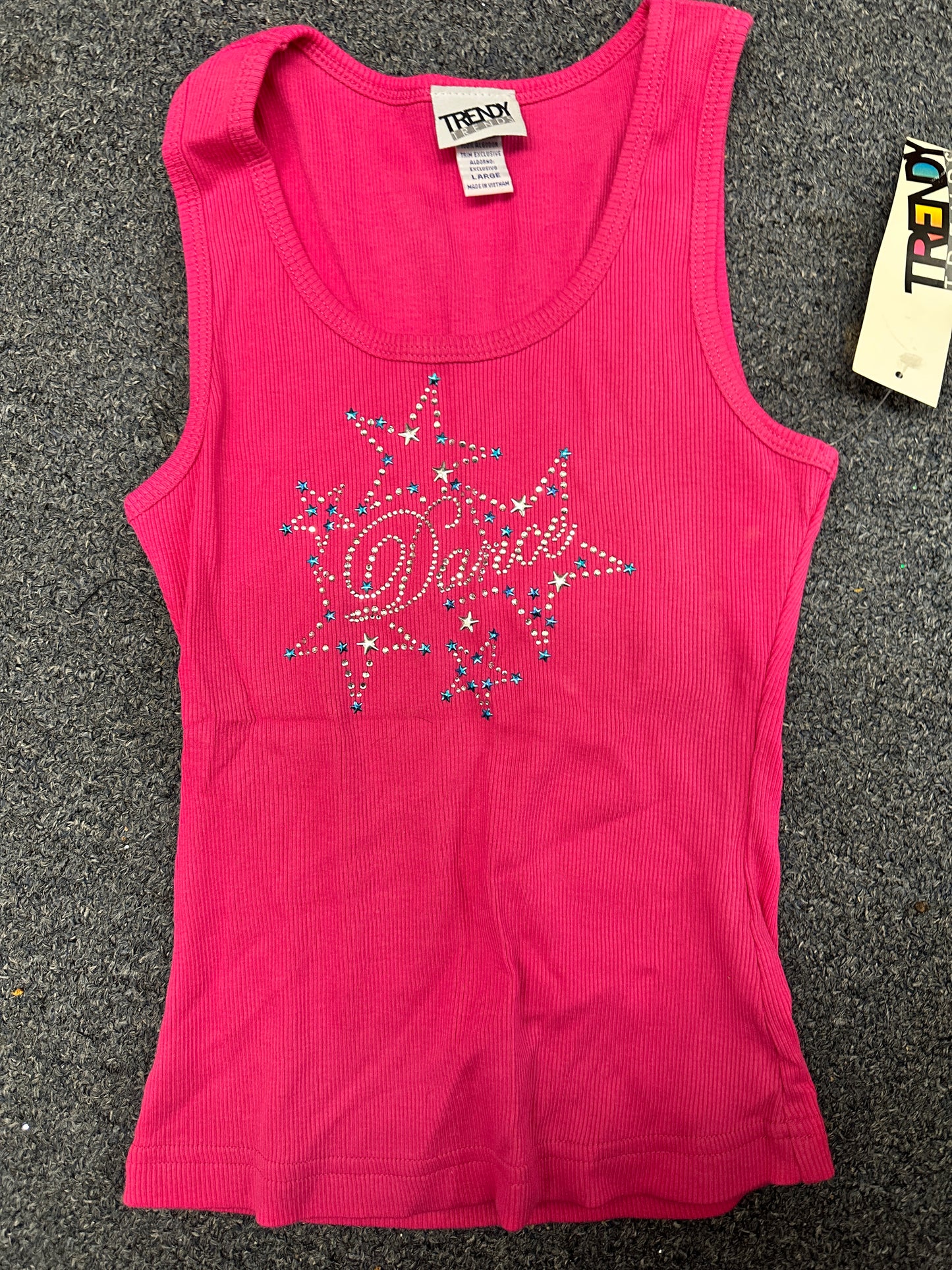 New Tank Top Trendy Trends K5043 Pink Sparkle Print Large Child Ballet Tap Jazz