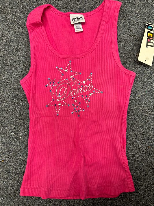 New Tank Top Trendy Trends K5043 Pink Sparkle Print Large Child Ballet Tap Jazz