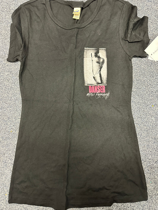 New T-Shirt Motionwear 1786 Danser Merci Beaucoup Small Adult Black Ballet Competition