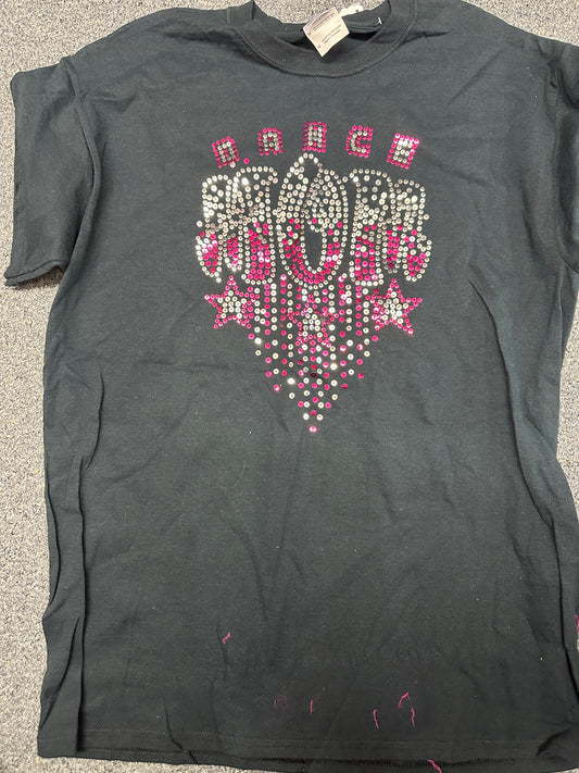 New T-Shirt Dance Mom Sparkle Medium Adult Black Jazz Competition