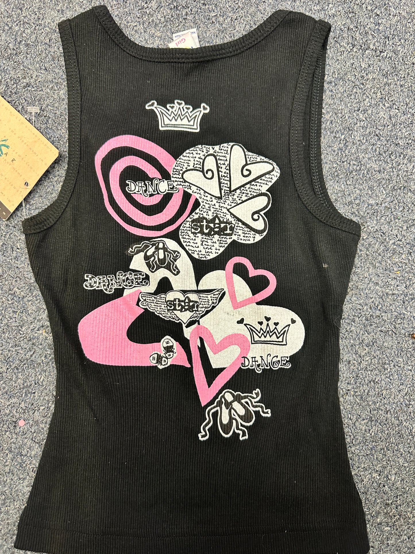 New Tank Top Leo's Dancewear T808 Black Print Small Child Ballet Tap Jazz