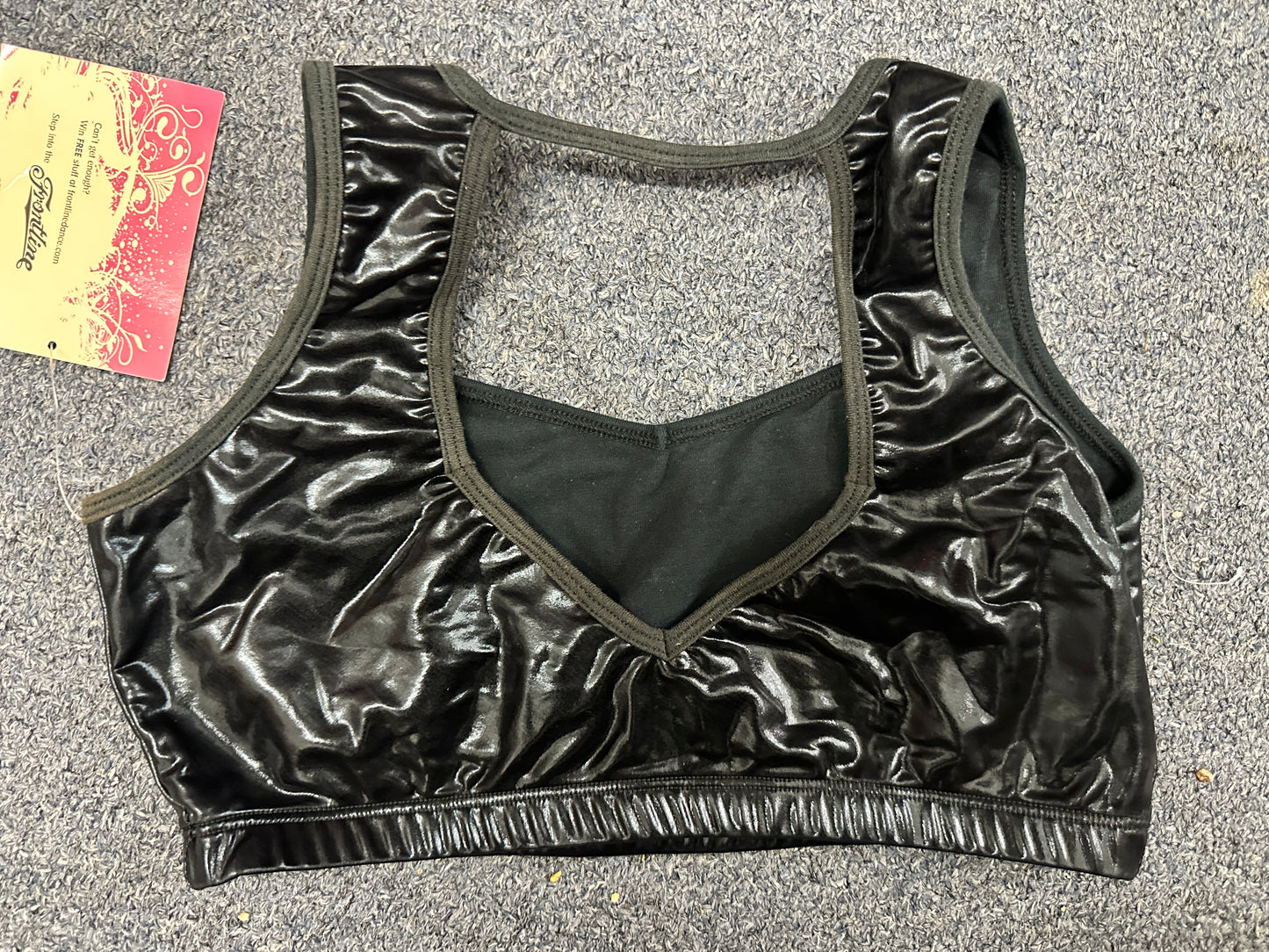 New Crop Top Frontline 100425 Black Large Adult Ballet Tap Jazz