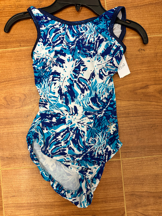 Pre-Owned Leotard Snowflake Designs XS Adult Blue Teal Print Gymnastics