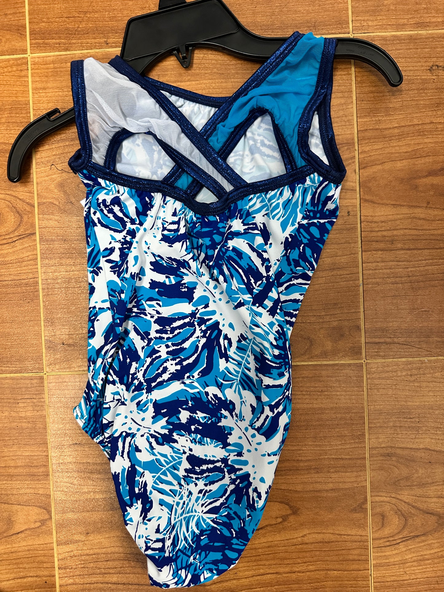 Pre-Owned Leotard Snowflake Designs XS Adult Blue Teal Print Gymnastics