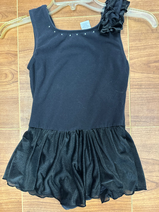 Pre-Owned Leotard Dress Freestyle Large Child Black Ruffle and a Bow Ballet Tap
