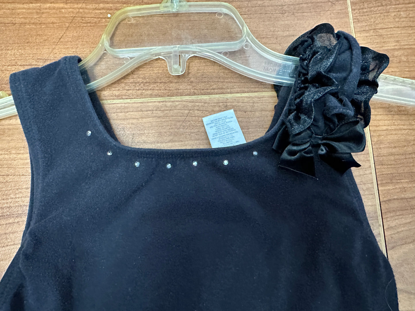 Pre-Owned Leotard Dress Freestyle Large Child Black Ruffle and a Bow Ballet Tap