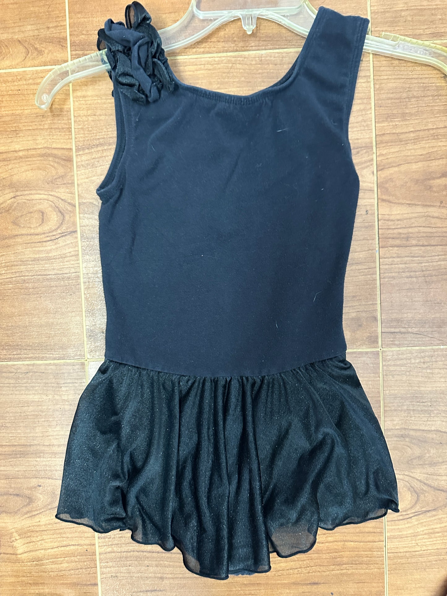 Pre-Owned Leotard Dress Freestyle Large Child Black Ruffle and a Bow Ballet Tap