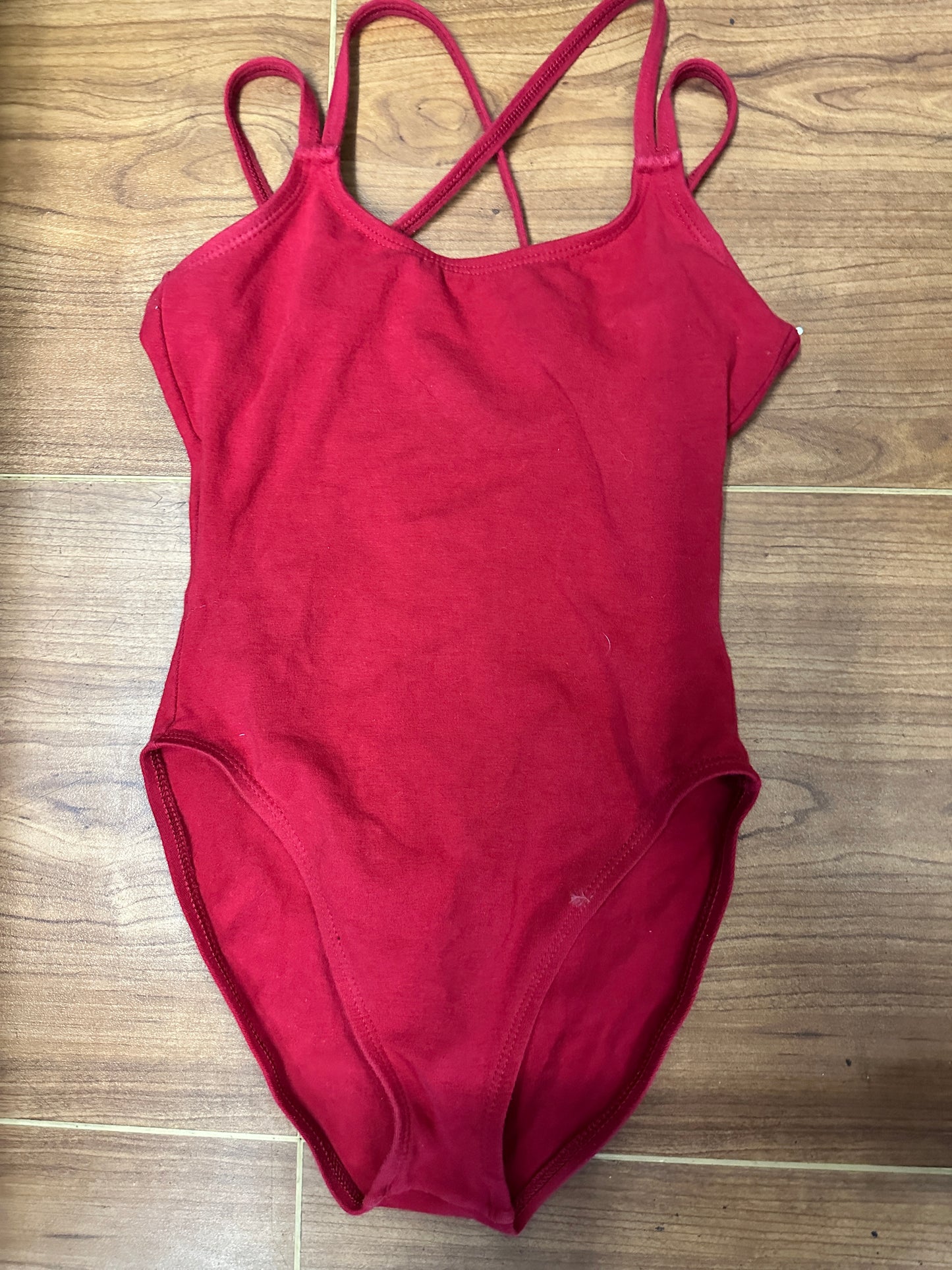 Pre-Owned Leotard Capezio CC123 Small Adult Garnet Cross Straps Ballet Tap