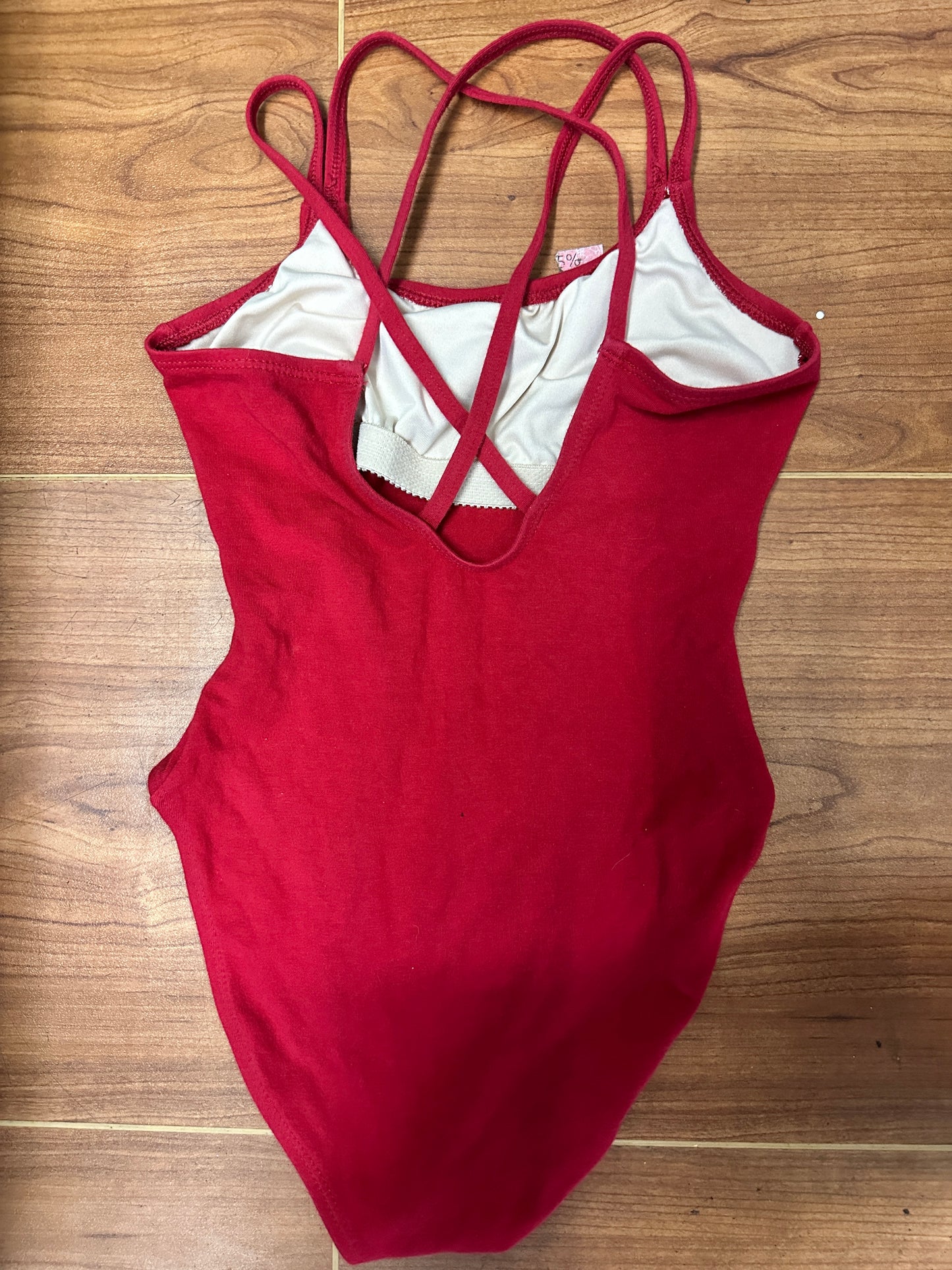 Pre-Owned Leotard Capezio CC123 Small Adult Garnet Cross Straps Ballet Tap