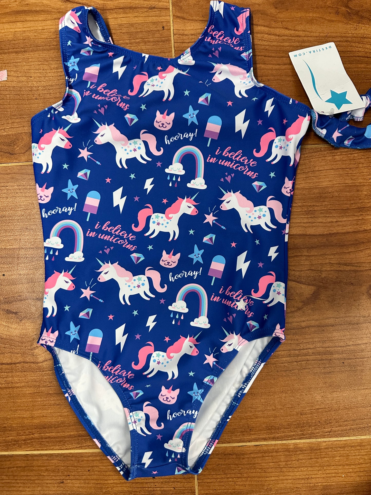 NEW Leotard Destira Child Medium Pink Daydream Doodle Tank Tumbling Acro