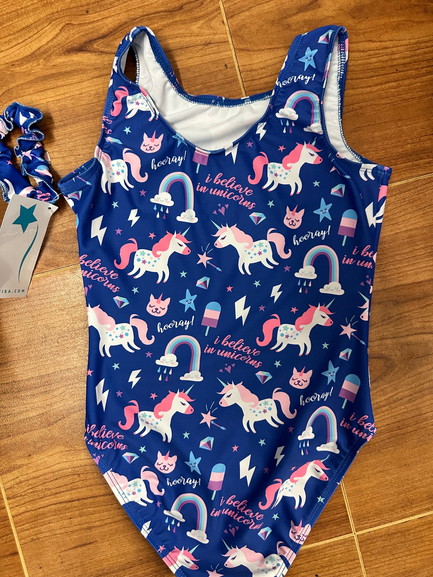 NEW Leotard Destira Child Medium Pink Daydream Doodle Tank Tumbling Acro