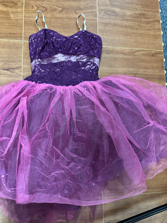 Pre-Owned Costume Curtain Call C188 Large Child Pink Tutu Ballet Sequin