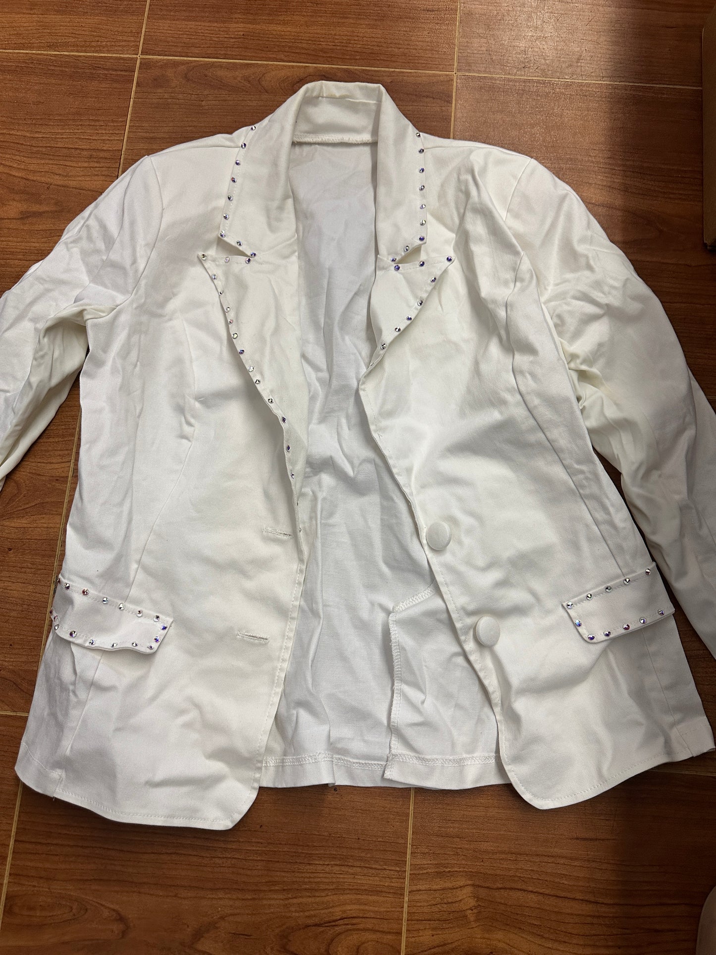 Pre-Owned Costume Weissman 11352 XL Child White Jacket Jazz Sequin