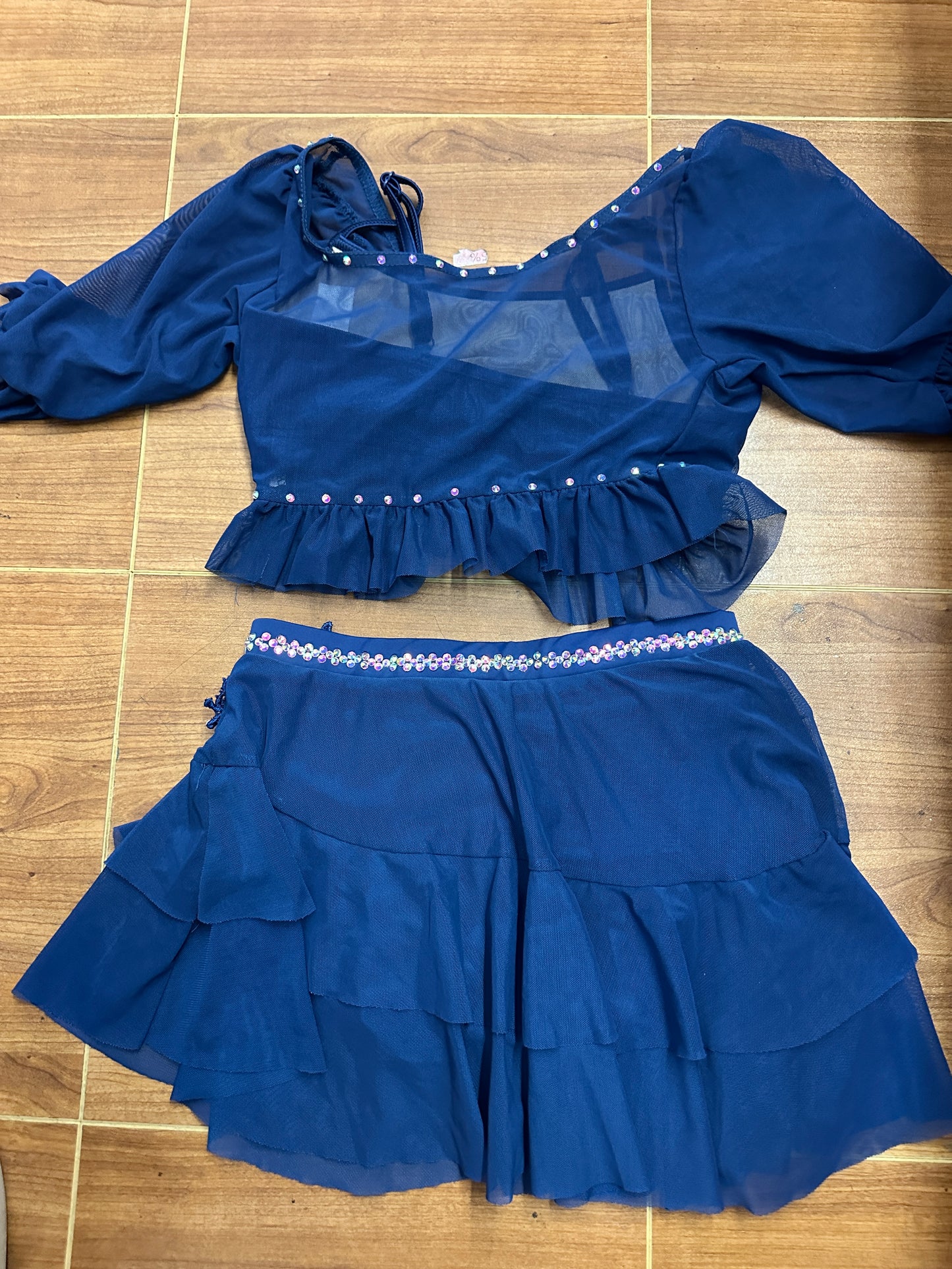 Pre-Owned Costume Large Child Blue Weissman 17176/17134 Lyrical Contemporary Jazz 2 pc Ruffles