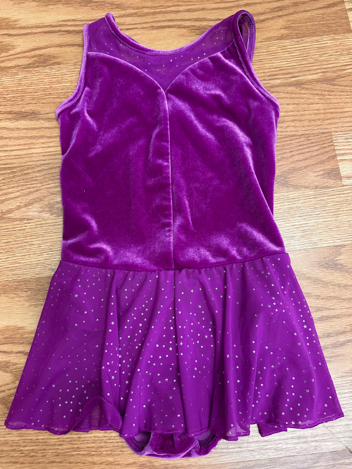 Pre-Owned Leotard Dress XS Child Dark Pink Capezio Sparkle Sleeve Velvet Ballet