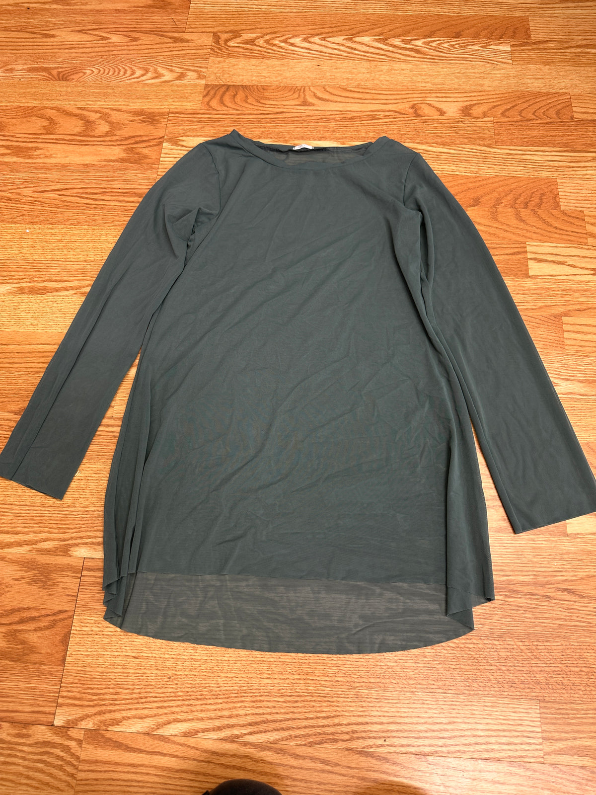 Pre-Owned Costume Overdress Large Adult Green Lyrical Ballet Contemporary Mock Neck Sheer Dress