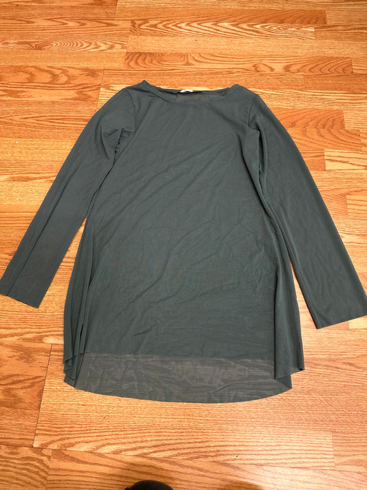 Pre-Owned Costume Overdress Large Adult Green Lyrical Ballet Contemporary Mock Neck Sheer Dress
