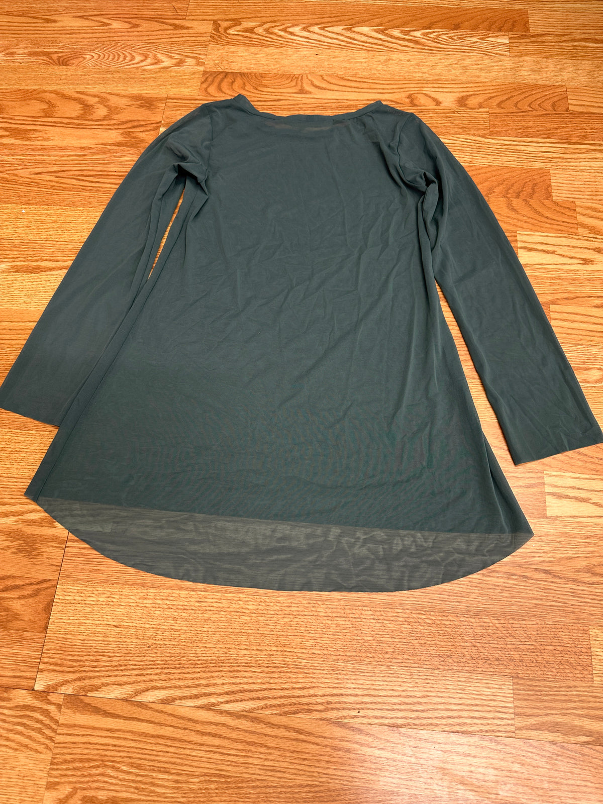 Pre-Owned Costume Overdress Large Adult Green Lyrical Ballet Contemporary Mock Neck Sheer Dress
