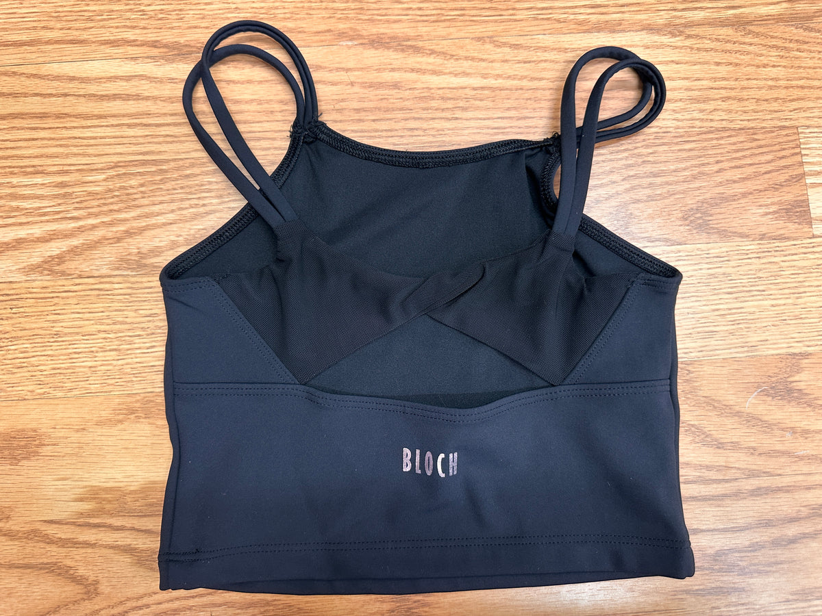Pre-Owned Crop Top Bloch Sports Bra Black Large Child Keyhole Back