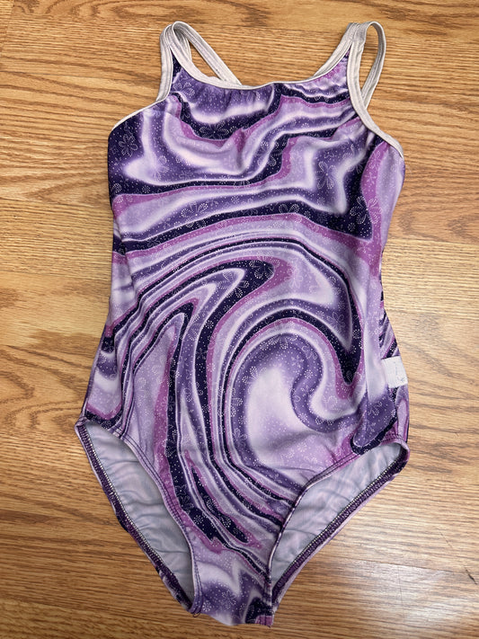 Pre-Owned Gymnastics Destira Medium Child Purple White Flower Purple Acro