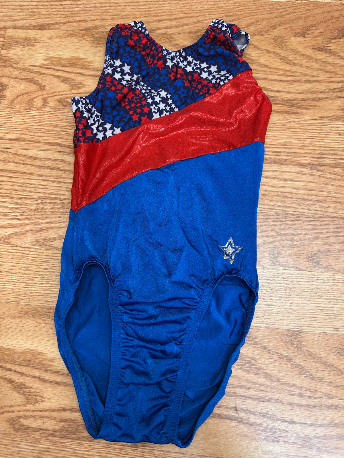 Pre-Owned Gymnastics Leotard GK Stars Large Child Patriotic Acro Tumbling
